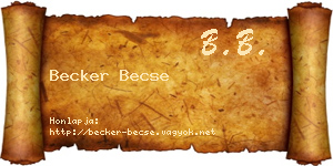 Becker Becse névjegykártya